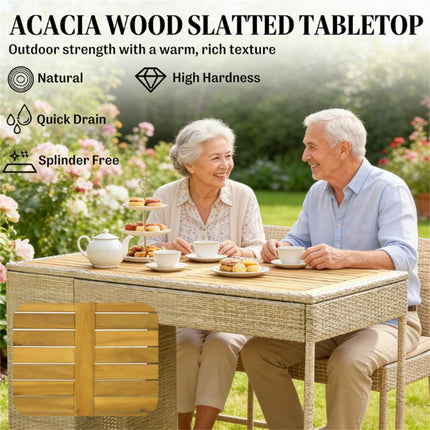 5-piece outdoor bar counter, outdoor tables and chairs, Brown