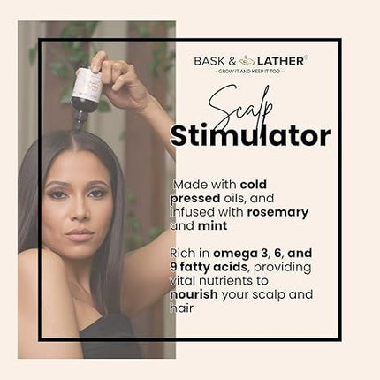 Bask & Lather Scalp Stimulator Hair Growth Oil, Cold Pressed Mint and