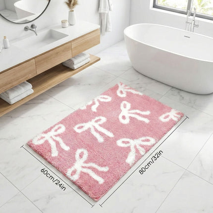 Bow Coquette Cute Bath Mat (20 X 32 Inch) – Non-Slip Absorbent