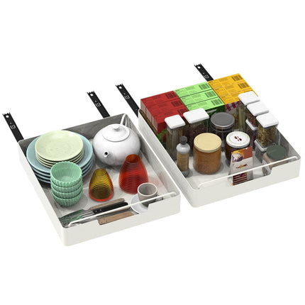 2Pcs Pull Out Cabinet Organizers Sliding Shelf Spice Rack Carbon Steel