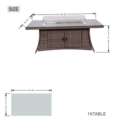 Direct Wicker Outdoor Rattan 50,000BTU Propane Gas Fire Pit Table