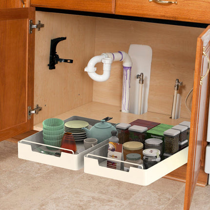 2Pcs Pull Out Cabinet Organizers Sliding Shelf Spice Rack Carbon Steel