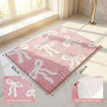 Bow Coquette Cute Bath Mat (20 X 32 Inch) – Non-Slip Absorbent