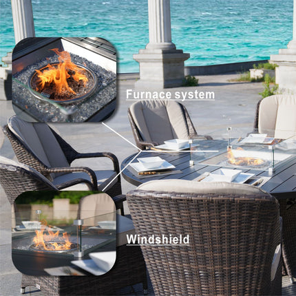 Direct Wicker Outdoor Rattan 50,000BTU Propane Gas Fire Pit Table