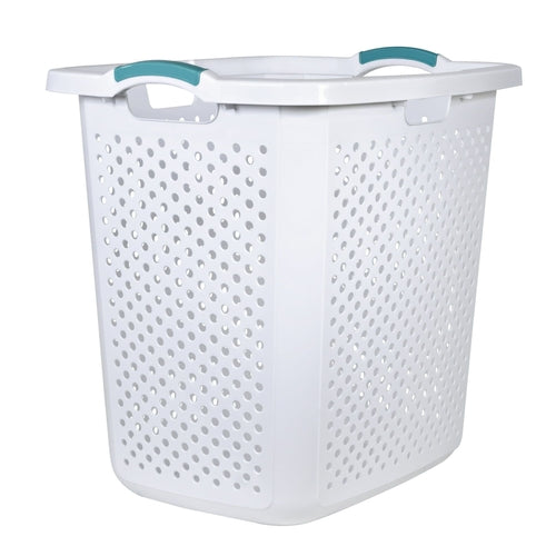 Durable Plastic Laundry Hamper – White, 2.5 Bushel Capacity