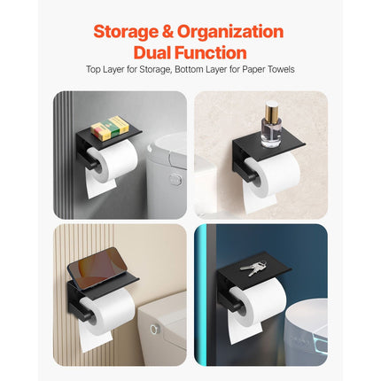 Toilet Paper Holder with Shelf, Fits Mega Rolls Size, Stainless Steel