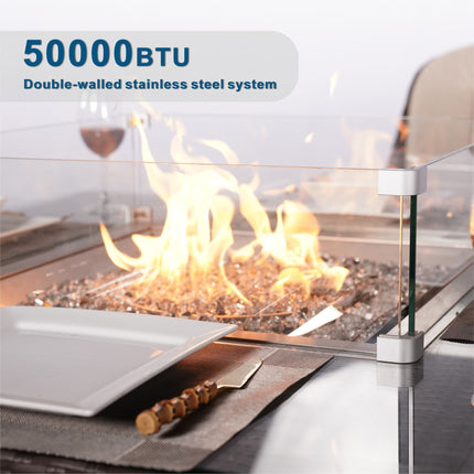 Direct Wicker Outdoor Rattan 50,000BTU Propane Gas Fire Pit Table