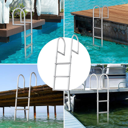 Dock Ladder, Removable 3 Steps, 500 lbs Load Capacity, Aluminum Alloy
