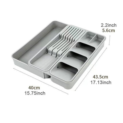 Knife and Fork Storage Box, Expandable Kitchen Drawer Storage Box,