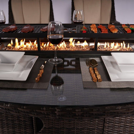 Direct Wicker Outdoor Rattan 50,000BTU Propane Gas Fire Pit Table