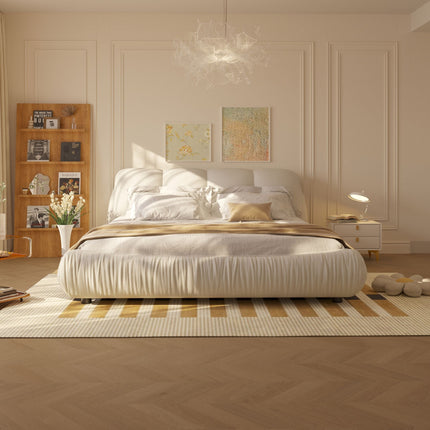 King Size Luxury Upholstered Platform Bed with Oversized Padded