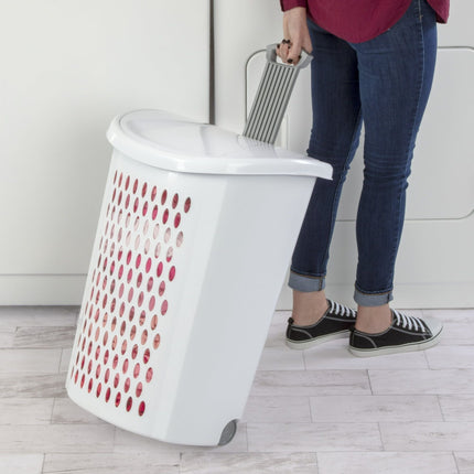 Wheeled Hamper, Plastic Laundry Hamper with Handle for Easy Transport,