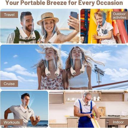 Portable Neck Fan with 6 Powerful Speeds, 8000mAh Battery Operated
