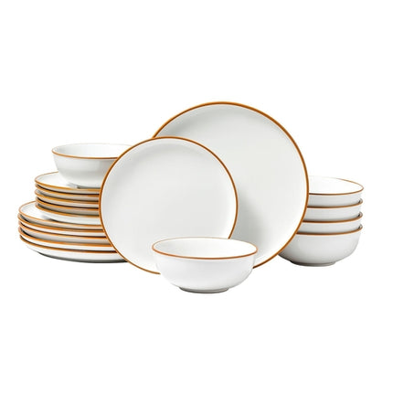 Dinnerware Set, Service for 6 (18 PCS), Round Plates and Bowls Sets,