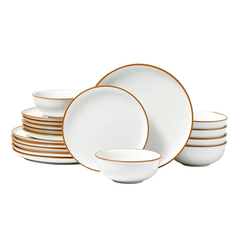 Dinnerware Set, Service for 6 (18 PCS), Round Plates and Bowls Sets,