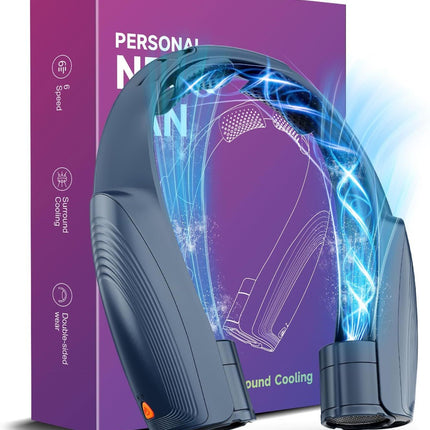 Portable Neck Fan with 6 Powerful Speeds, 8000mAh Battery Operated