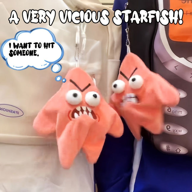 Grumpy Starfish, Pink Kicking Starfish Plush Pendant, Funny Spoofing