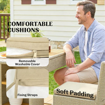 5-piece outdoor bar counter, outdoor tables and chairs, Brown