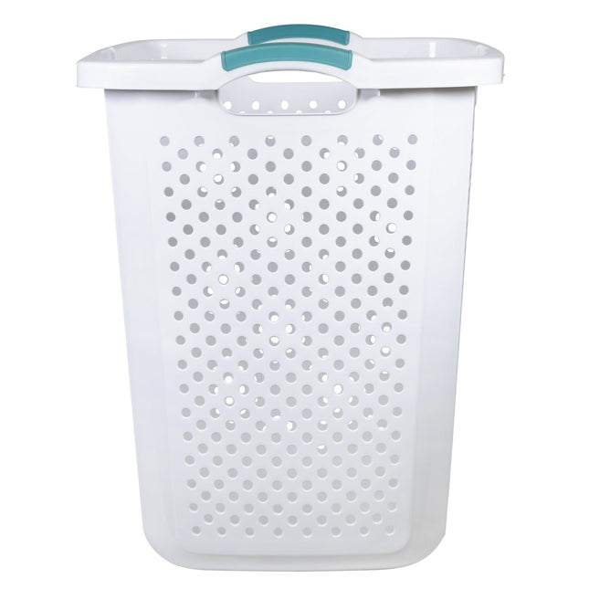 Durable Plastic Laundry Hamper – White, 2.5 Bushel Capacity