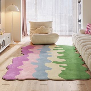 Area Rugs colorful abstract plush rug Soft velvet texture,