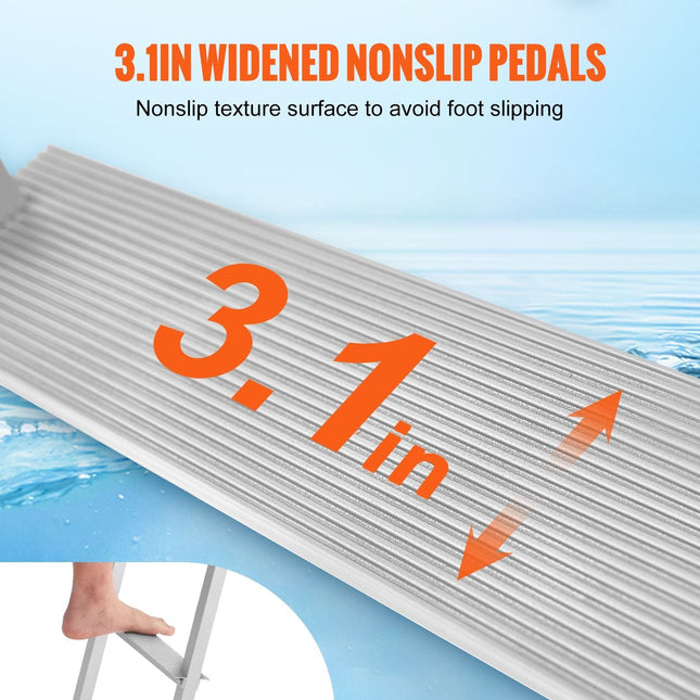 Dock Ladder, Removable 3 Steps, 500 lbs Load Capacity, Aluminum Alloy