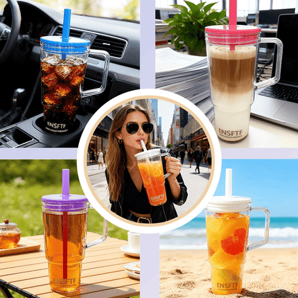 40oz Tritan BPA-Free Large Tumbler with Straw & Handle Reusable Water
