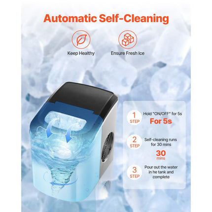 Countertop Ice Maker, 9 Cubes Ready in 6 Mins, 33lbs in 24Hrs,