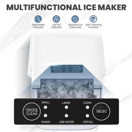Countertop Ice Maker with Handle, 26lbs/24H Portable Ice Machine, 9