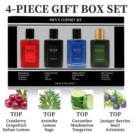 4-Piece Set, Men's Eau De Toilette Spray Gift Box, Long Lasting