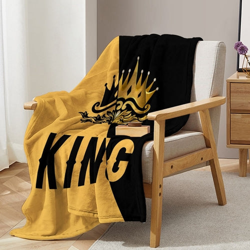 King with Crown Blanket Flannel Soft Plush Fleece Towel Quilt for