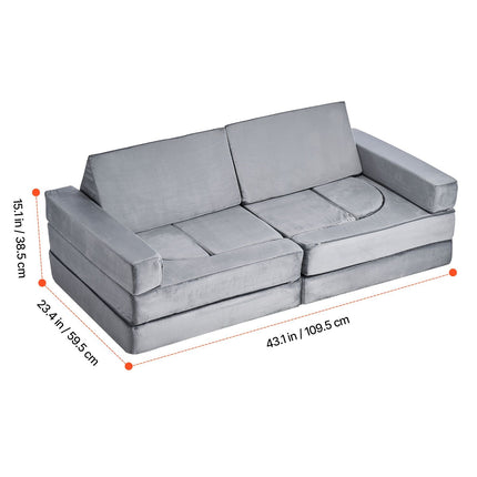 Modular Kids Play Couch, Sectional Toddler Sofa with Armrests, 28D