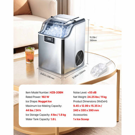 Countertop Ice Maker, 44 lbs per Day, Self-Cleaning Portable Machine
