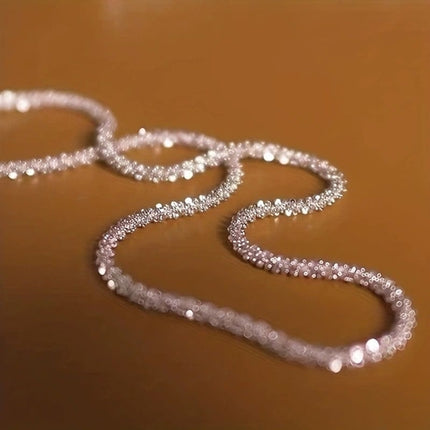 2 Pcs 925 Silvery Plated Necklace, Basic Chain Locking Bone Chain