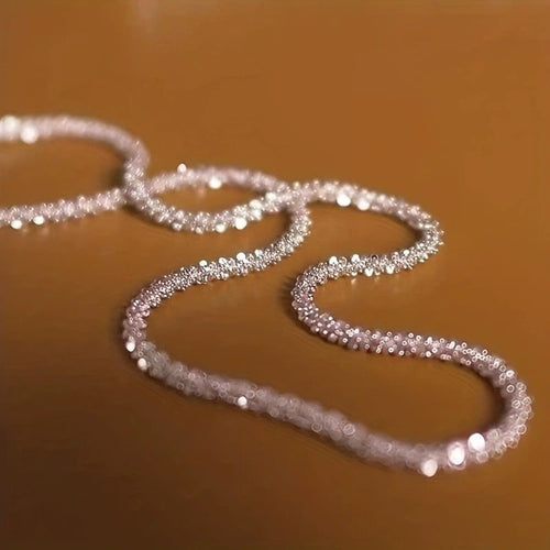 2 Pcs 925 Silvery Plated Necklace, Basic Chain Locking Bone Chain