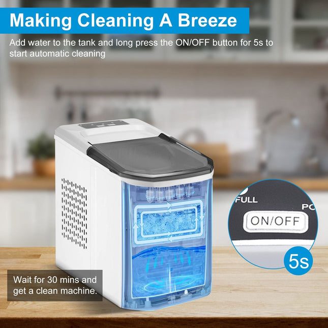 Electric Countertop Ice Maker with Ice Scoop Basket Self-cleaning Max