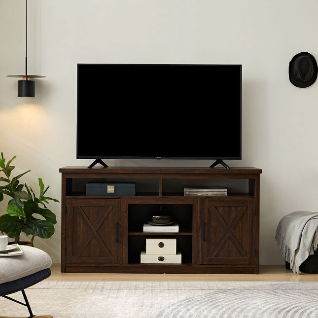 Farmhouse Barn door TV Media Stand Modern Entertainment Console for TV