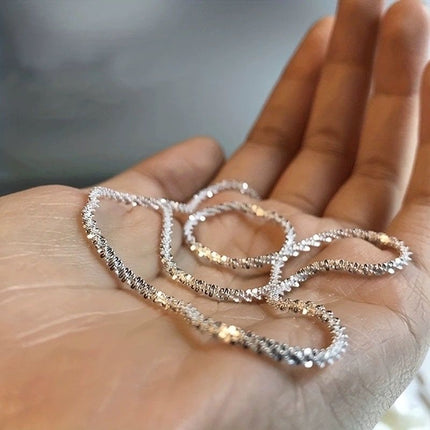 2 Pcs 925 Silvery Plated Necklace, Basic Chain Locking Bone Chain