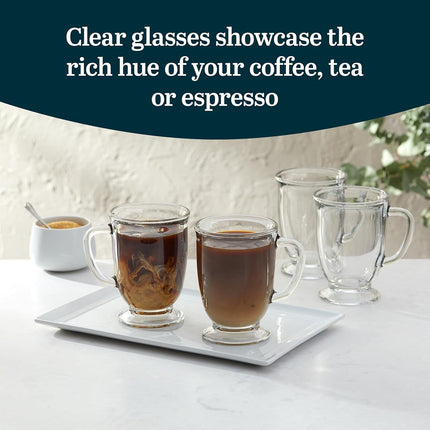 Glass Coffee Mugs Set of 6, Elegant 16 Ounce Clear Tea Cup Set ,