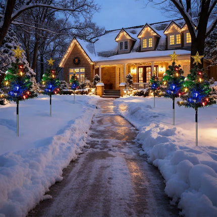 Christmas Tree Lights Solar Powered 2 Pack - 37.4in 100 LEDs 8 Modes,