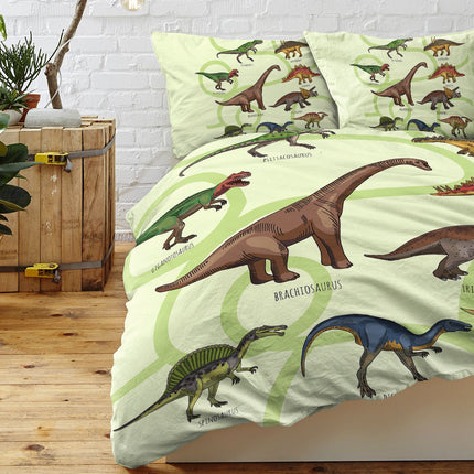Dinosaur Kids Duvet Cover Set,3 Piece Cute Printed Microfiber
