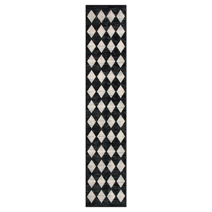 Washable Black and White Kitchen Runner Rug, 2x5 Soft Non Slip Laundry