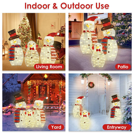 3-Piece Christmas Snowman Family Decorations (Father/Mother/Baby), 2D