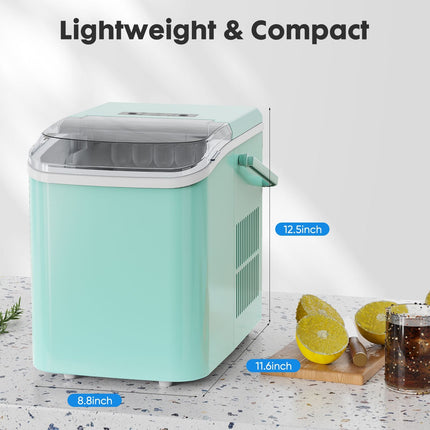 Countertop Ice Maker with Handle, 26lbs/24H Portable Ice Machine, 9