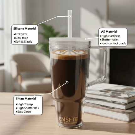 40oz Tritan BPA-Free Large Tumbler with Straw & Handle Reusable Water