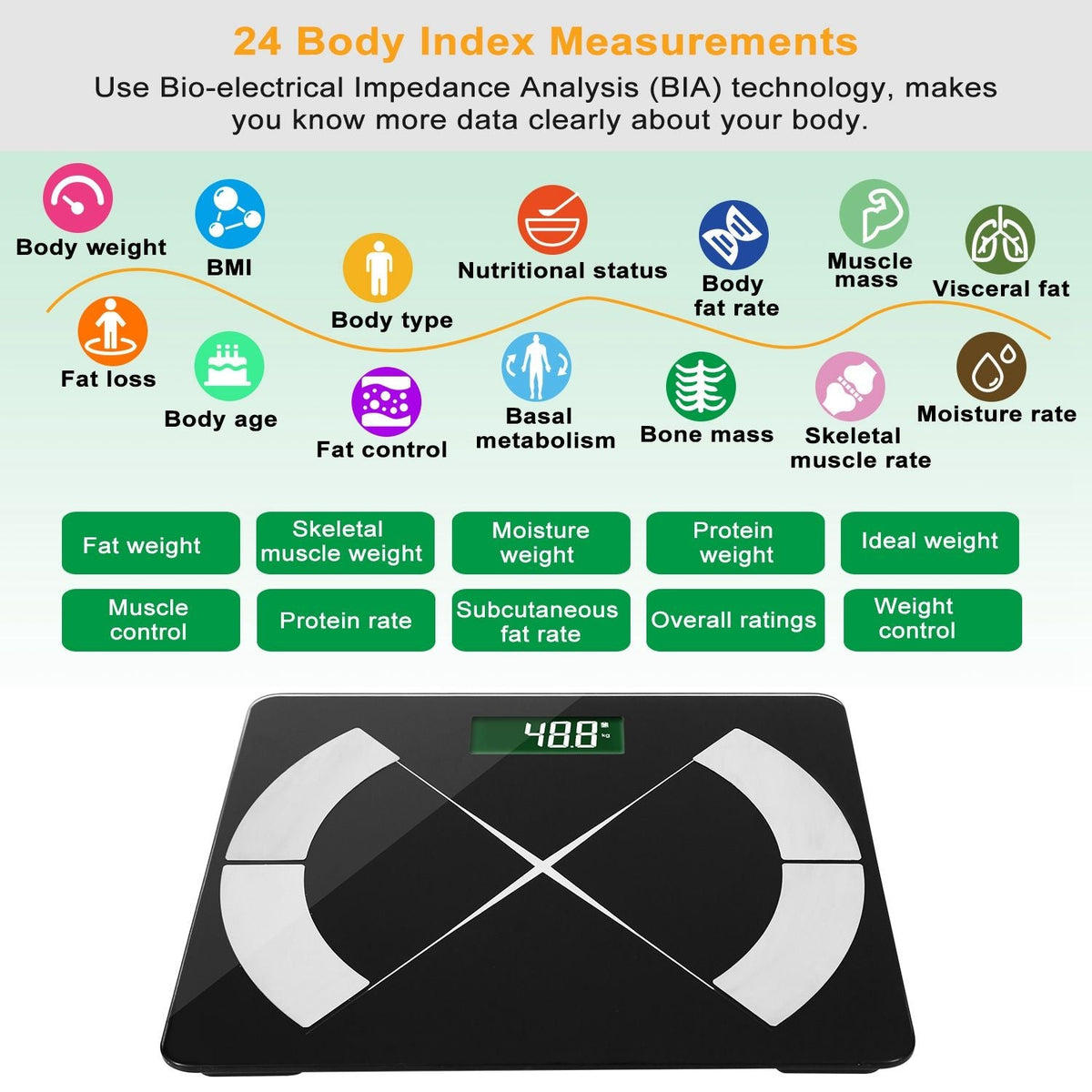 Smart Body Composition Scale Fat Monitor Digital APP Scale BMI Health