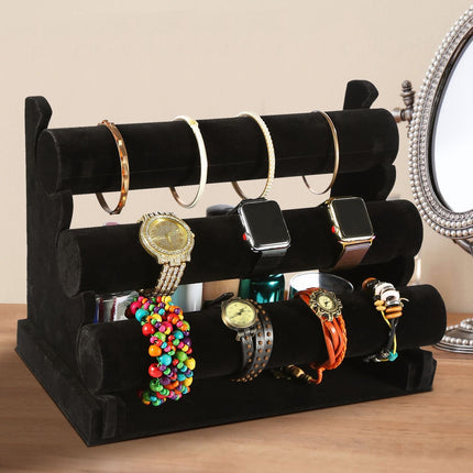 3-Tier Velvet Jewelry Stand Removable Bracelet Holder Watch Jewelry
