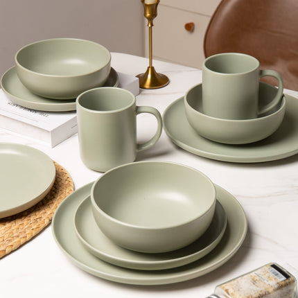 12-Piece Stoneware Dinnerware Sets with Mugs | Microwave & Dishwasher