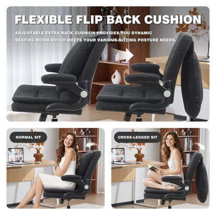 Ergonomic Office Chair with 2-in-1 Flip-Up Back, 25" Wide Seat, Airbag