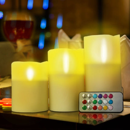 12 Color Flameless Candles - Flickering LED Candles with Remote & Auto