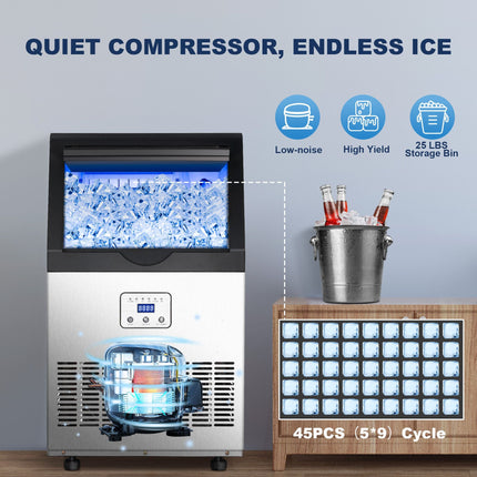 Commercial Ice Maker Machine, 90/110LBS/24H Under Counter Ice Maker,